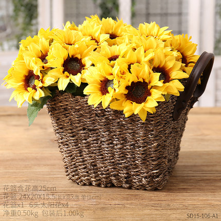 创意篮子干花插花藤编草编花篮家居客厅室内装饰品竹编花盆小摆件