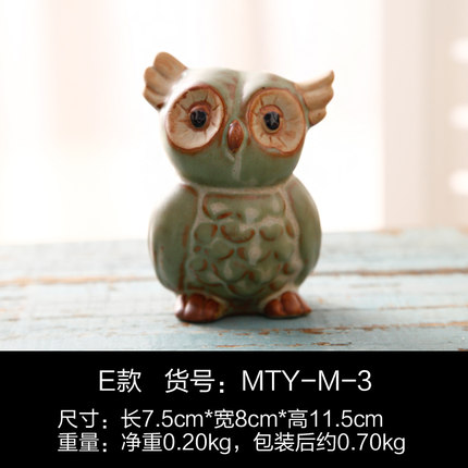美式乡村复古创意陶瓷猫头鹰桌面隔板装饰摆件家居饰品客厅工艺品