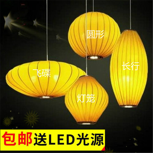 新中式布艺吊灯灯笼火锅店餐厅酒店会所大堂工程楼梯吊灯