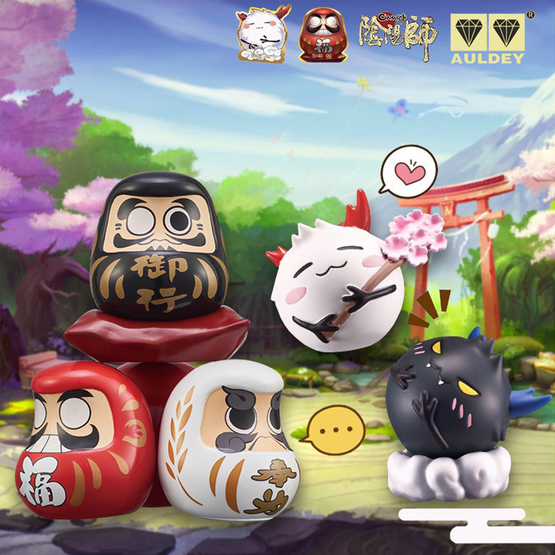 奥迪双钻阴阳师盲盒达摩蛋式神叠叠乐茨球不知火手办公仔摆件周边