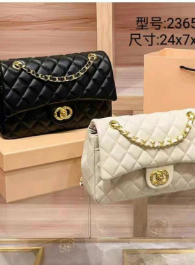 2025新款女包时尚菱格链条单肩斜挎包链条高级感方包百姿兰23657