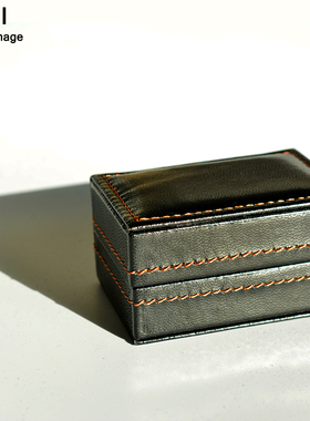 袖扣盒手工定制长方形黑色皮质金线衬衫袖口扣袖钉盒子配饰礼品盒