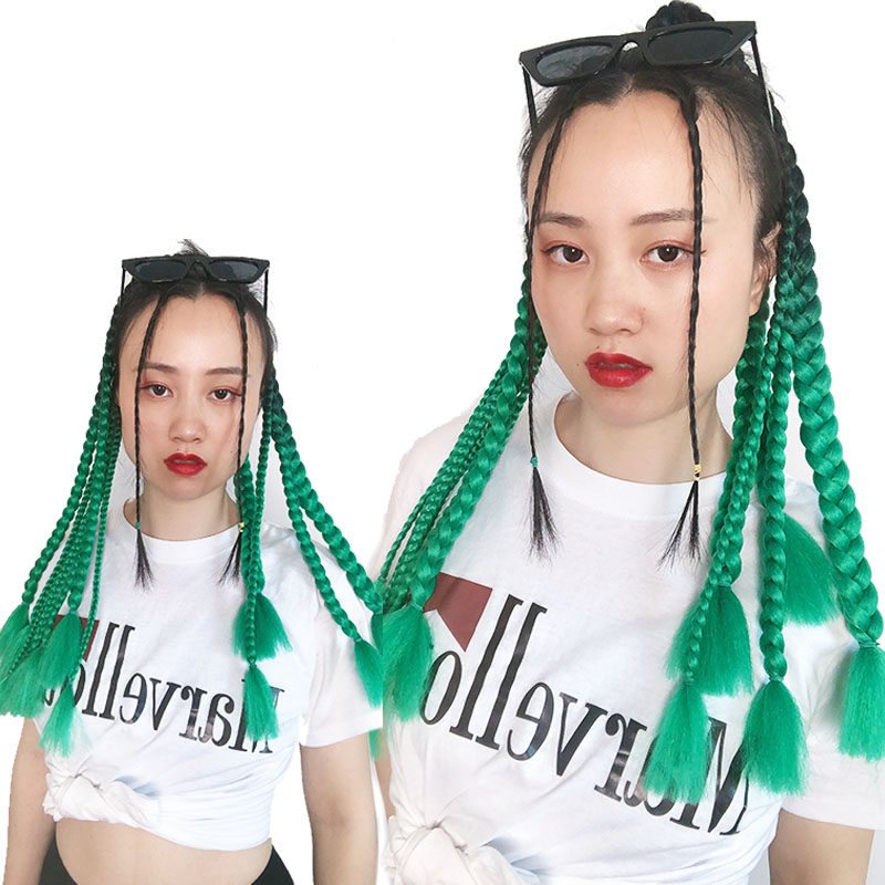 霹雳拳击重辫子女生假发马尾长发脏辩接发编发嘻哈辣妹酷潮麻花辫