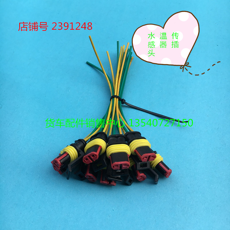 陕汽德龙水温感应插头德龙水温传感器插座 二插