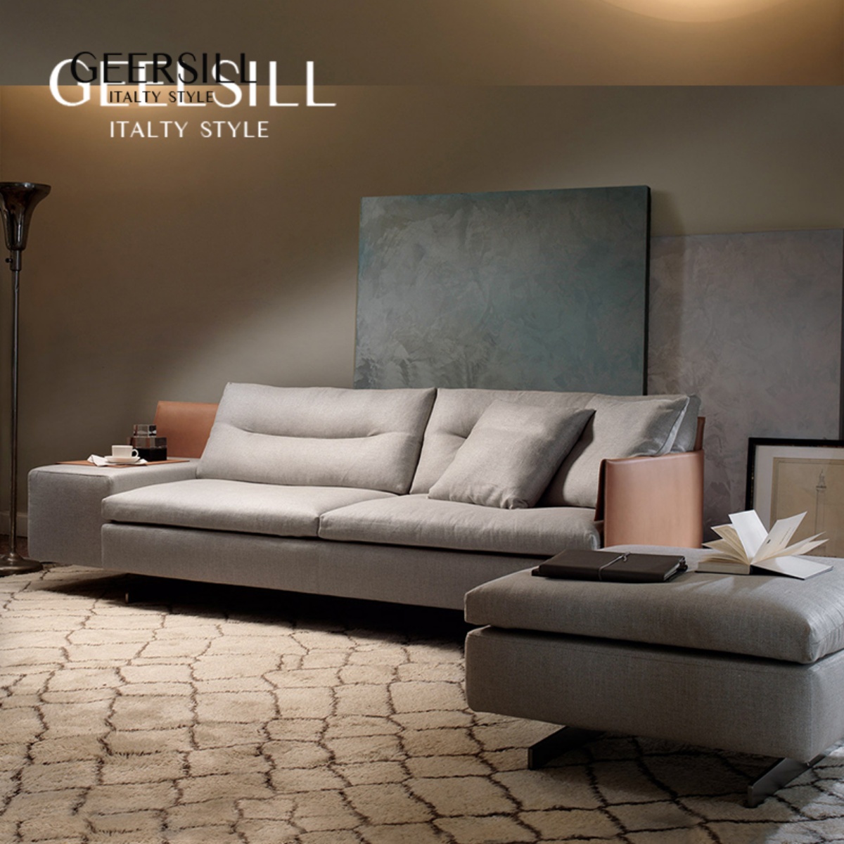 意式风小户型真皮沙发