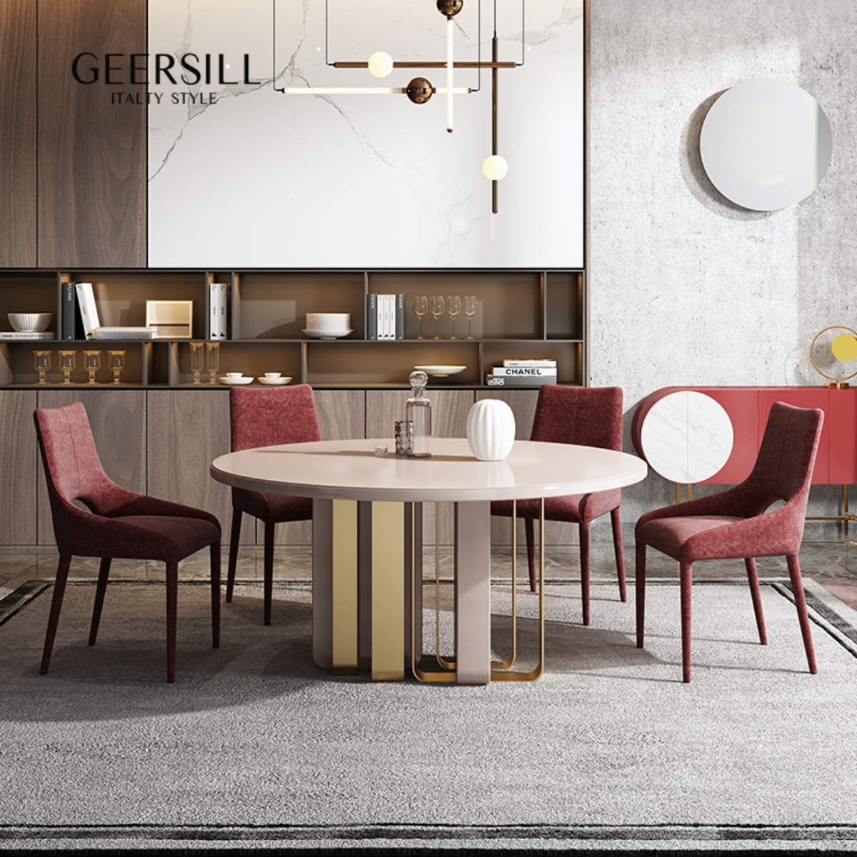 圆桌钢化蒙砂玻璃带转盘设计师