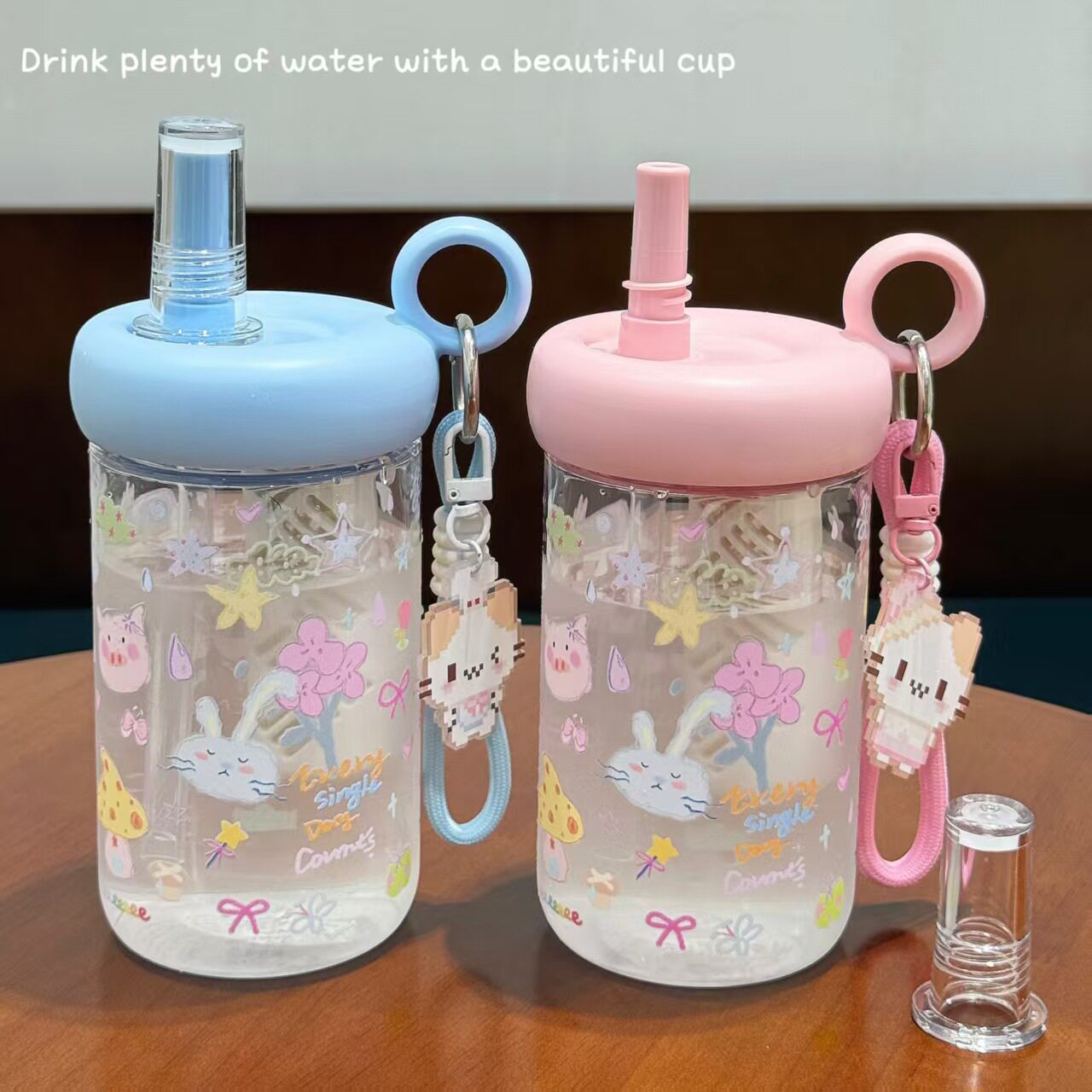 多巴胺高颜值大容量便携吸管杯