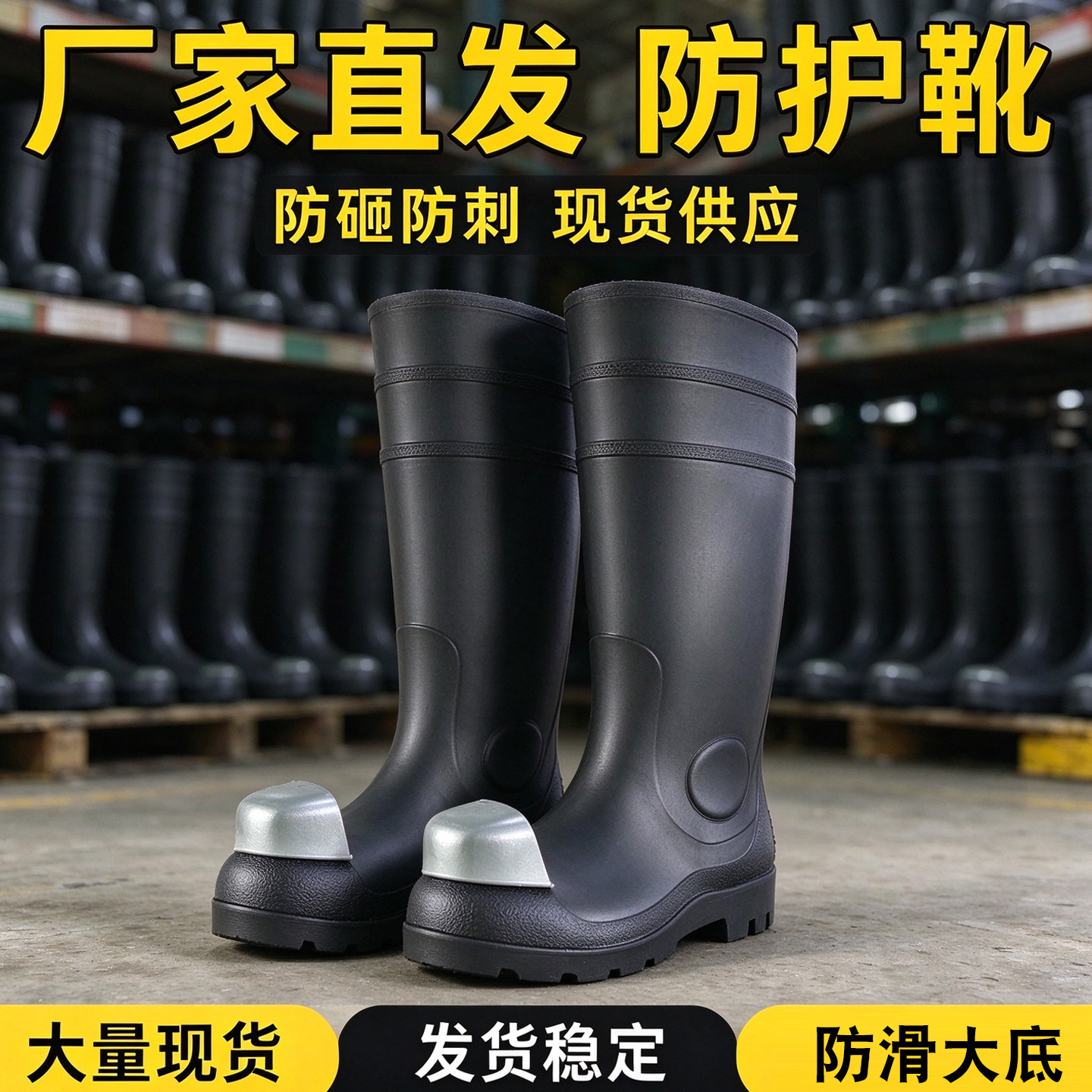 男款钢头防砸防刺穿高筒防护靴