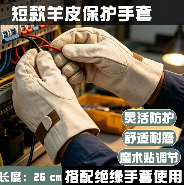 短款羊皮搭配绝缘手套耐磨可调节