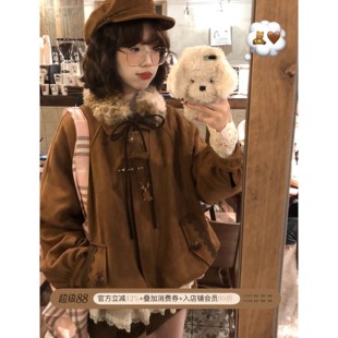 ALITTLE 乱糟糟“日杂感叠穿”毛毛领vintage感夹棉花苞外套