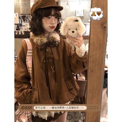 ALITTLE 乱糟糟“日杂感叠穿”毛毛领vintage感夹棉花苞外套