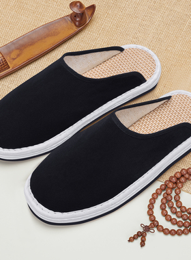 老北京布鞋男新款布半拖鞋千层牛筋底包头透气养脚休闲居家换脚鞋