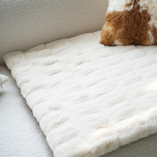 定制沙发垫冬季 红木狐狸毛沙发垫轻奢高级厚毛绒兔毛羊毛坐垫椅垫
