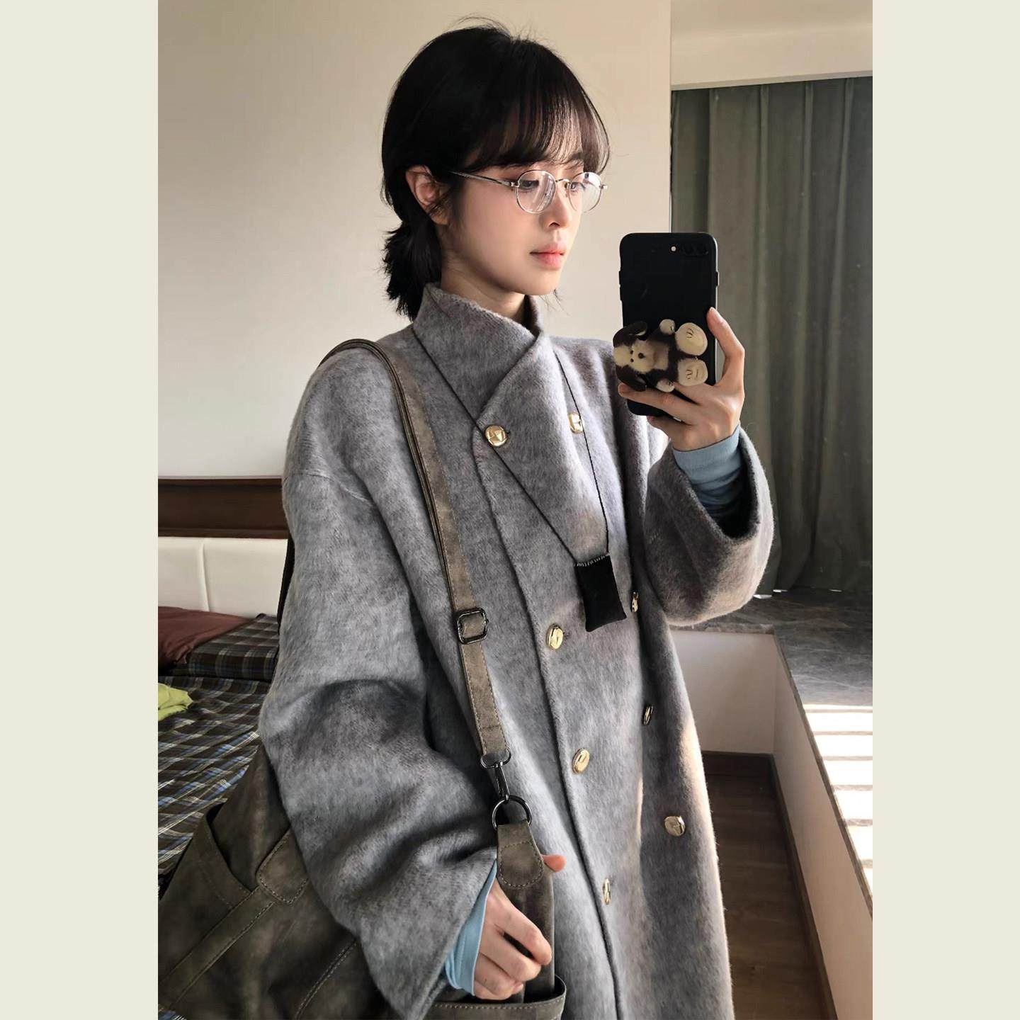 韩系赫本风灰色休闲毛呢外套女秋冬季慵懒风宽松显瘦百搭呢子大衣,运动/瑜伽/健身/球迷用品,广场舞套装,淘宝优惠券,粉丝福利购,淘宝优惠卷