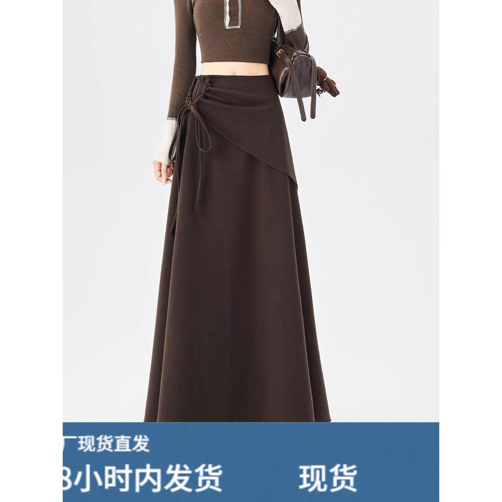 咖色加厚毛呢西装半身裙女2025秋冬新款高腰显瘦a字大摆伞裙长裙,运动/瑜伽/健身/球迷用品,瑜伽短裙,淘宝优惠券,粉丝福利购,淘宝优惠卷