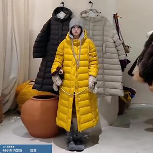 长款龟背排骨羽绒服女款冬季2025新款欧货高级感大被子白鸭绒外套