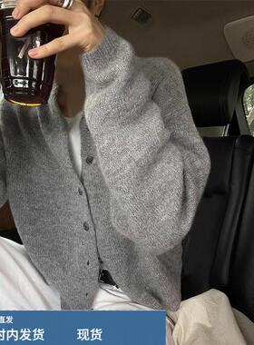 春秋新款气质高级感灰色毛衣外套韩系宽松时尚极简风百搭针织开衫