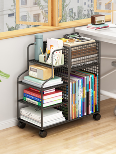 书架小推车桌下置物架落地书本收纳架书桌旁课桌边可移动书柜带轮