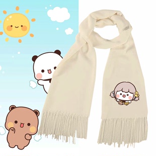 一二布布周边卡通可爱图案可定制保暖披肩围巾印花男女情侣秋冬季