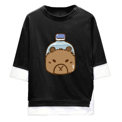 卡皮巴拉可爱水豚君纯棉假两件