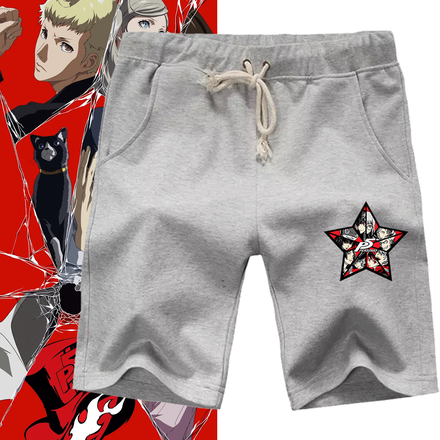 Persona 5女神异闻录男女定制五分运动短裤动漫坂本龙司二次元cos