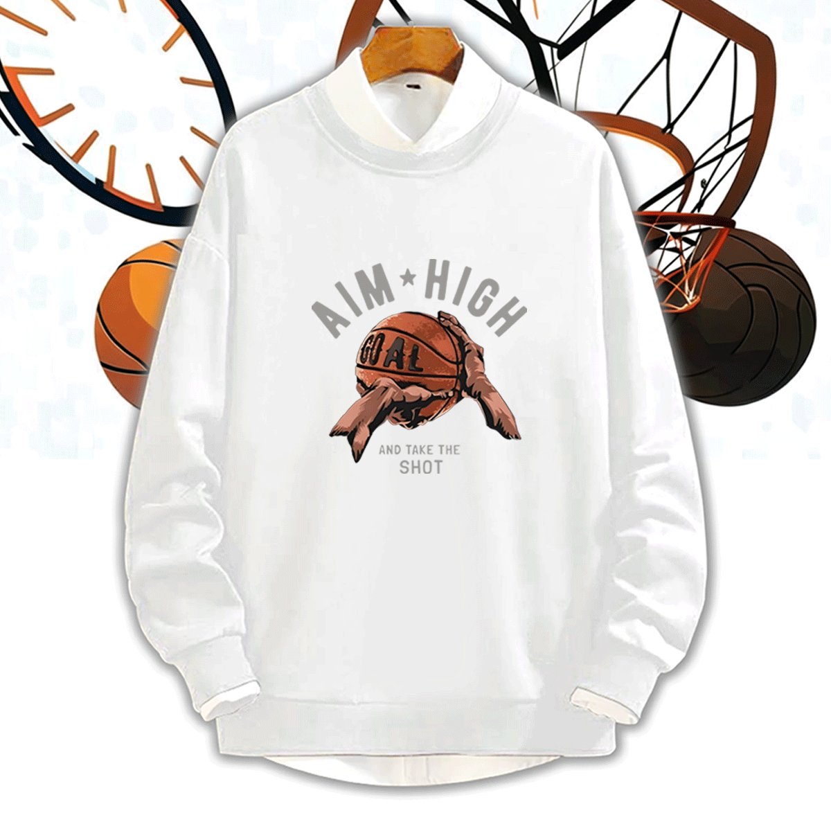 美式篮球复古潮牌ins圆领卫衣