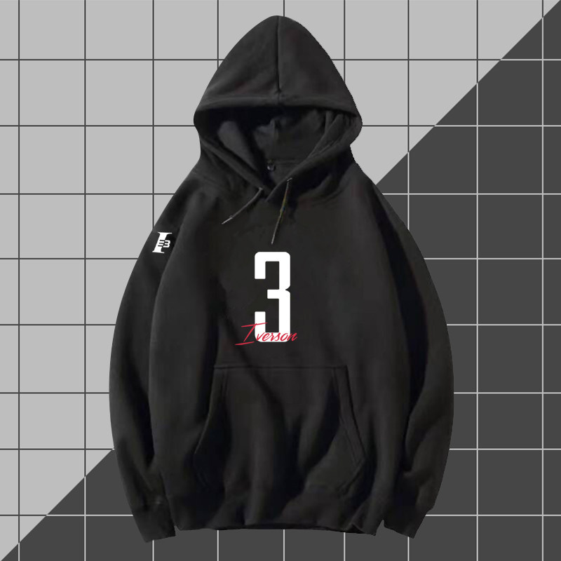 案艾弗森crossover之王篮球运动艾佛森宽松情侣男女上衣带帽卫衣