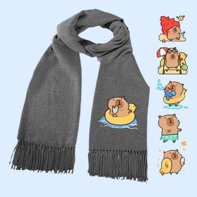 卡皮巴拉可爱水豚君卡通保暖围巾