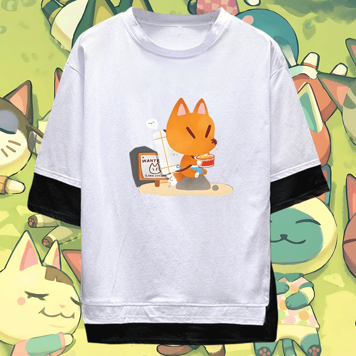 动物森友会游戏周边卡通男女情侣春夏季纯棉可定制短袖T恤假两件