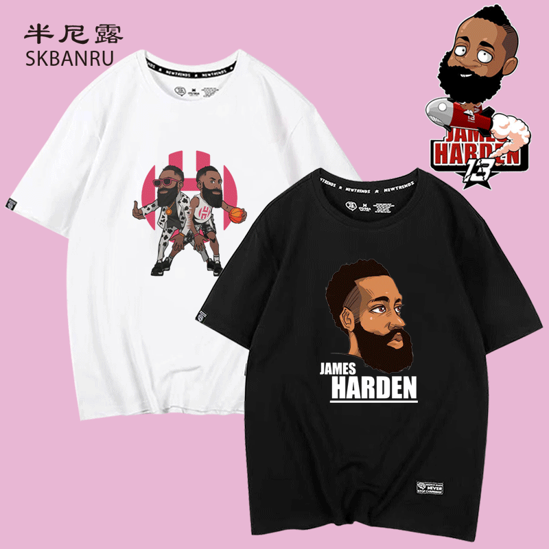 新款哈登男欧美潮流篮球运动休闲训练服纯棉男半袖T宽松版短袖t恤