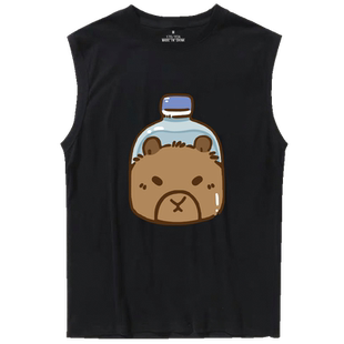 卡皮巴拉可爱水豚君卡比巴卡通周边日系男女同款无袖T恤背心坎肩
