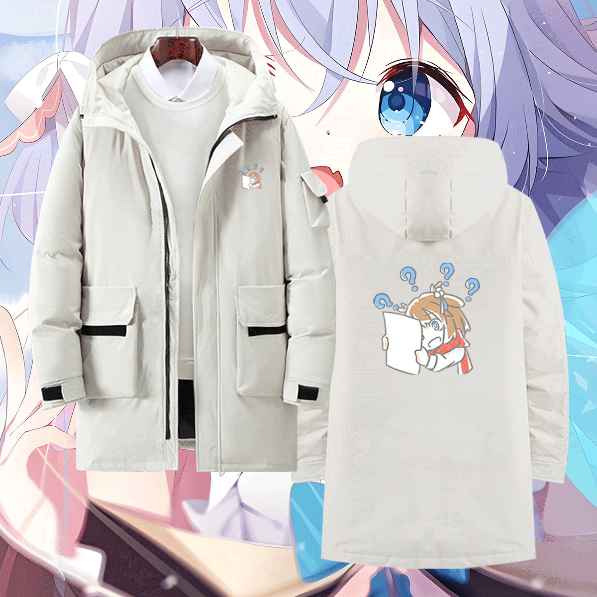 休闲百搭冬宽松带帽拉链羽绒服