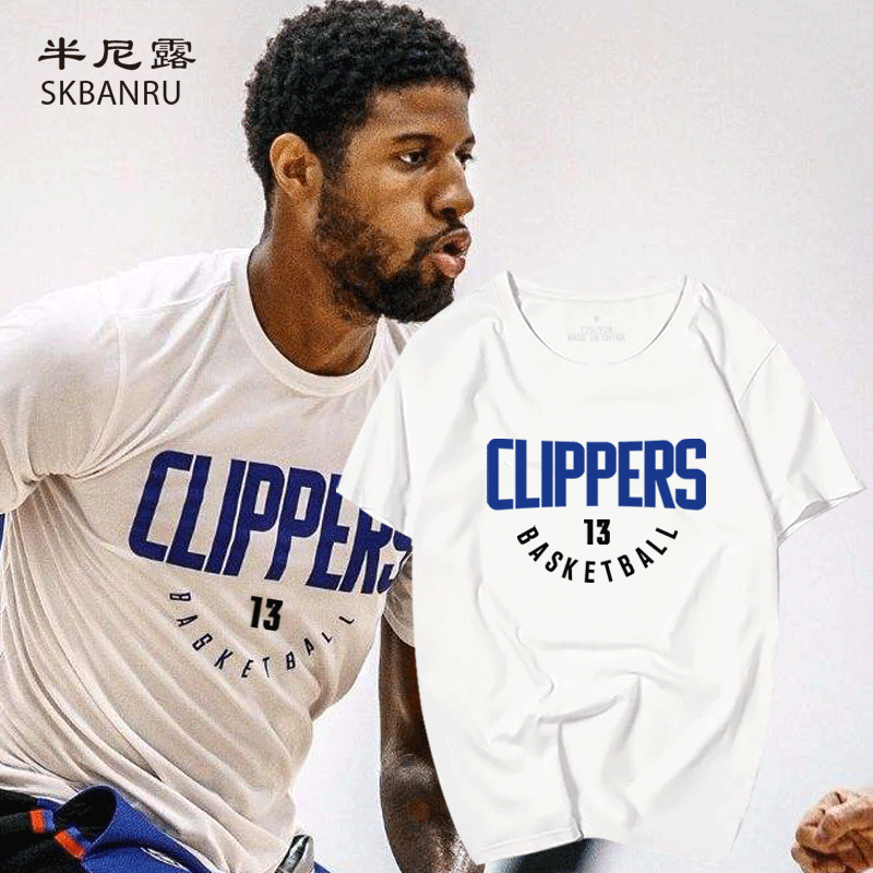 保罗乔治球衣洛杉矶快船伦纳德T恤篮球运动训练服宽松纯棉短袖男