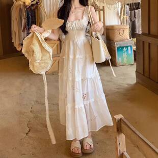 《日暮伊甸园》吊带连衣裙女夏季仙女裙收腰长裙海边度假裙子