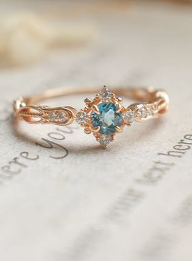 复古日系铃兰蓝宝石活口戒指