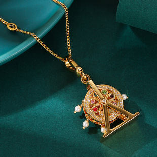瑞士【设计师】Francesca 风车饰品气质可活动彩晶珍珠摩天轮项链