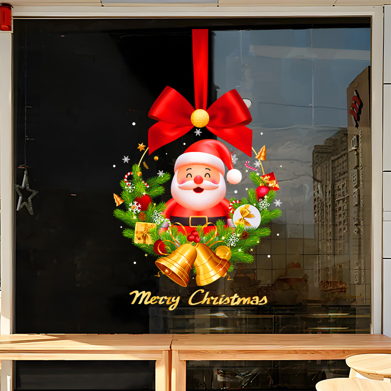 2026圣诞老人装饰品静电玻璃门贴纸元旦新年场景氛围布置窗花装扮