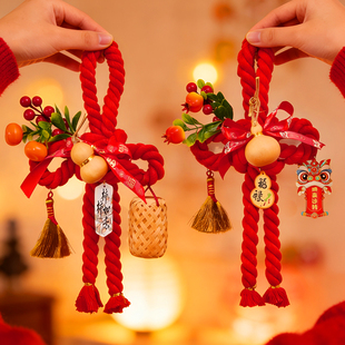 2026马年春节新款万字结门把手小挂件新年福字中国结过年布置装饰
