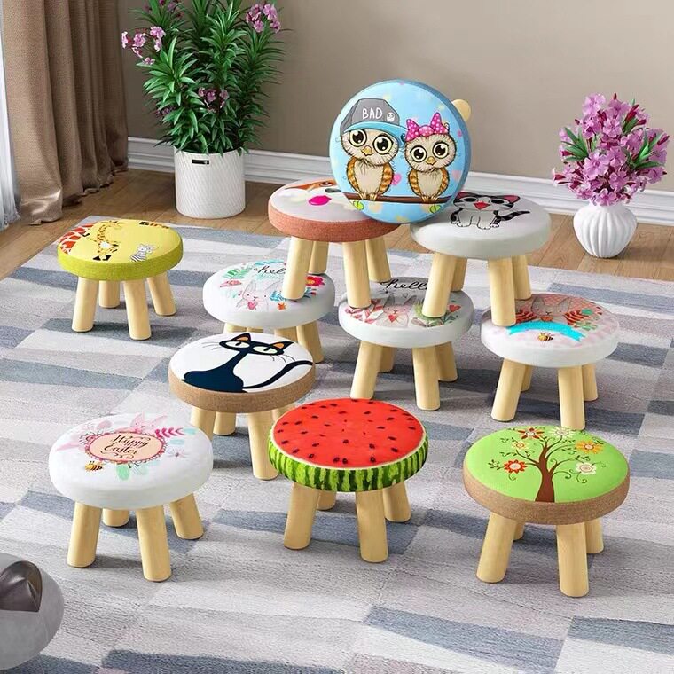 小凳子矮款家用实木板凳卡通宝宝座椅小矮凳子蘑菇凳换鞋凳批发