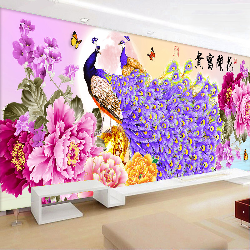 蒙娜麗莎十字繡花開富貴客廳臥室新款線繡簡約現代孔雀開屏牡丹花在類目 居家布藝, 十字繡及工具配件, 十字繡套件中 - 來自Buy2taobao.com提供專業的淘寶代購服務