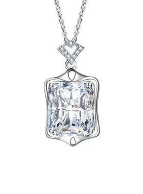 速卖通热卖长方形锆石吊坠项链女仿宝石吊坠锁骨链红黄白钻项饰品
