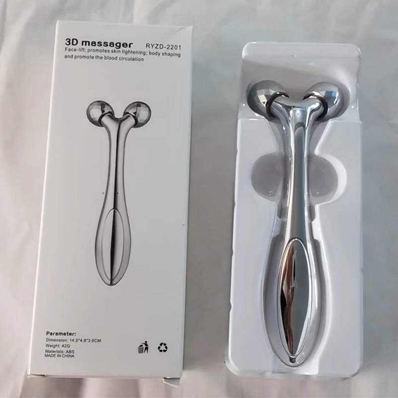 厂家直供脸部滚轮按摩器 迷你便携式Y字滚珠按摩仪 手动3D美容棒