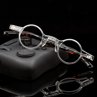 无镜片超轻文艺小圆框空框tr90眼镜框空架玳瑁色男女款小框黑色框