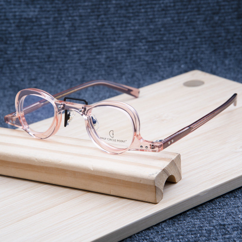 下边腿全框日式手工板材设计师小框眼镜框架近视男女潮倒装豹纹