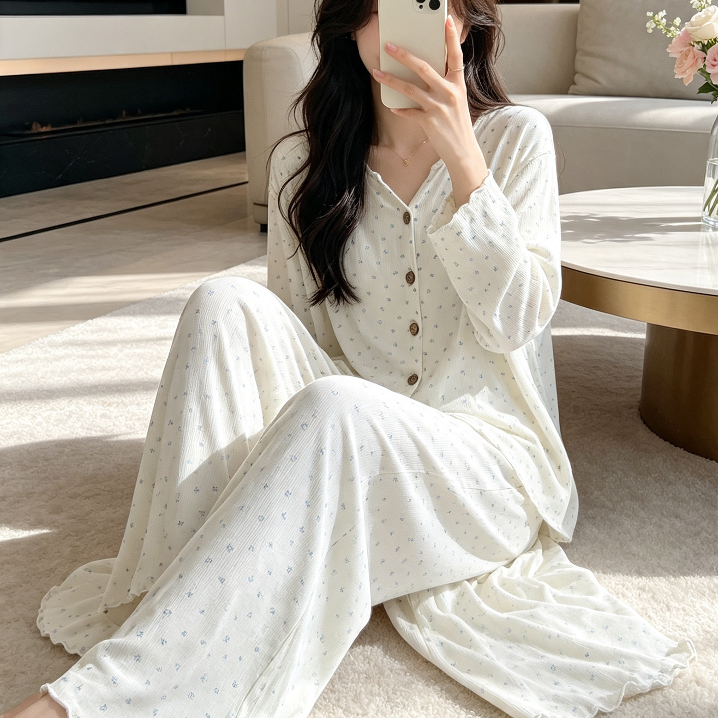 莫代尔宽松加肥加大码春秋夏季睡衣女新款胖mm200斤高级感家居服