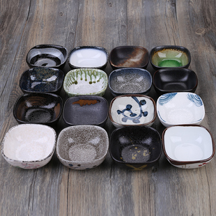 日式碗陶瓷米饭碗甜品碗方形小碗小吃凉菜碗碟火锅酱料碗粗陶餐具