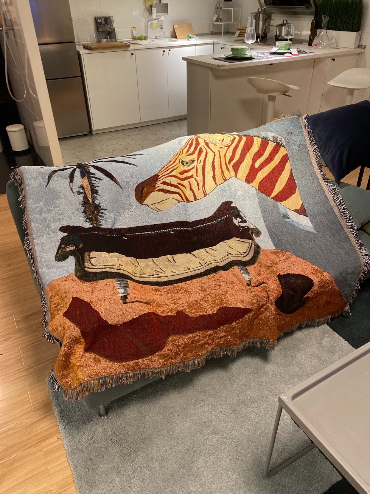 钢琴斑马北欧风格钢琴挡灰尘防尘儿童房动物文艺抽象装饰沙发毯子