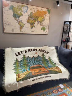 森林公园房车毯 户外 极限运动装饰毯子青旅民宿沙发毯多用纺织毯