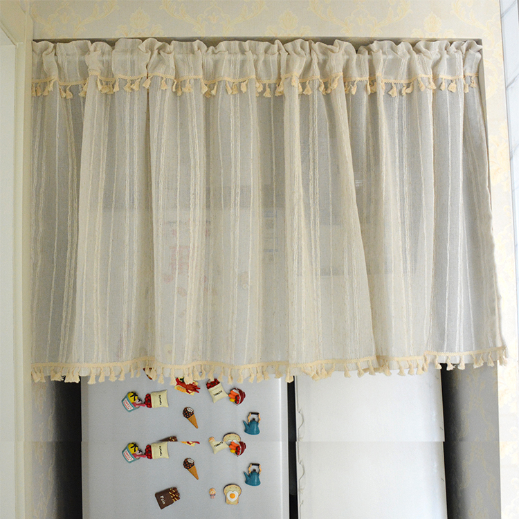 日式纱帘麻纱小窗帘遮挡咖啡帘