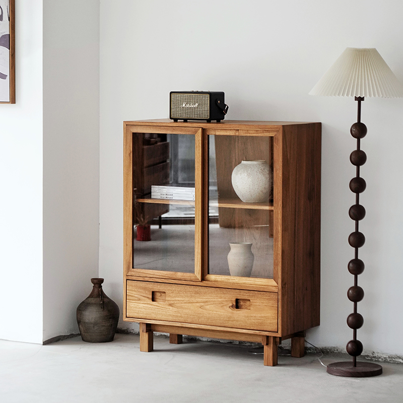北欧中古组合酒柜全实木缅甸柚木书房书柜复古组合储物柜